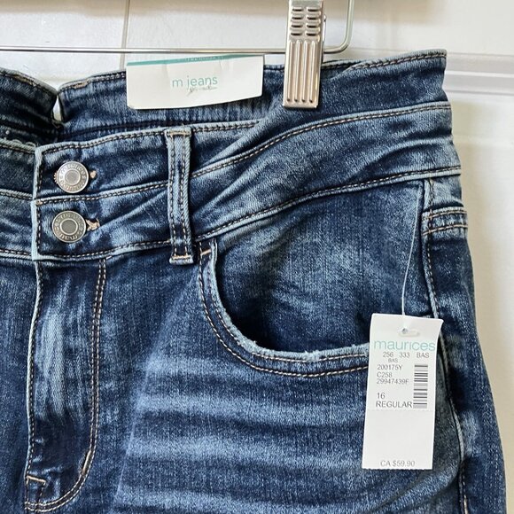 NWT Maurices Flared Jeans Womens 16 Blue Stretch High Rise - Picture 3 of 10